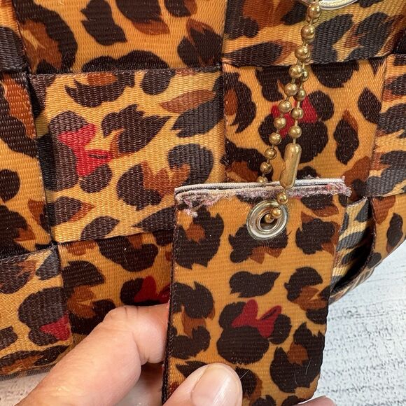 Harveys Seatbelt Bag Disney Couture Red Brown Leopard Minnie Mouse Satchel Purse - Picture 8 of 8